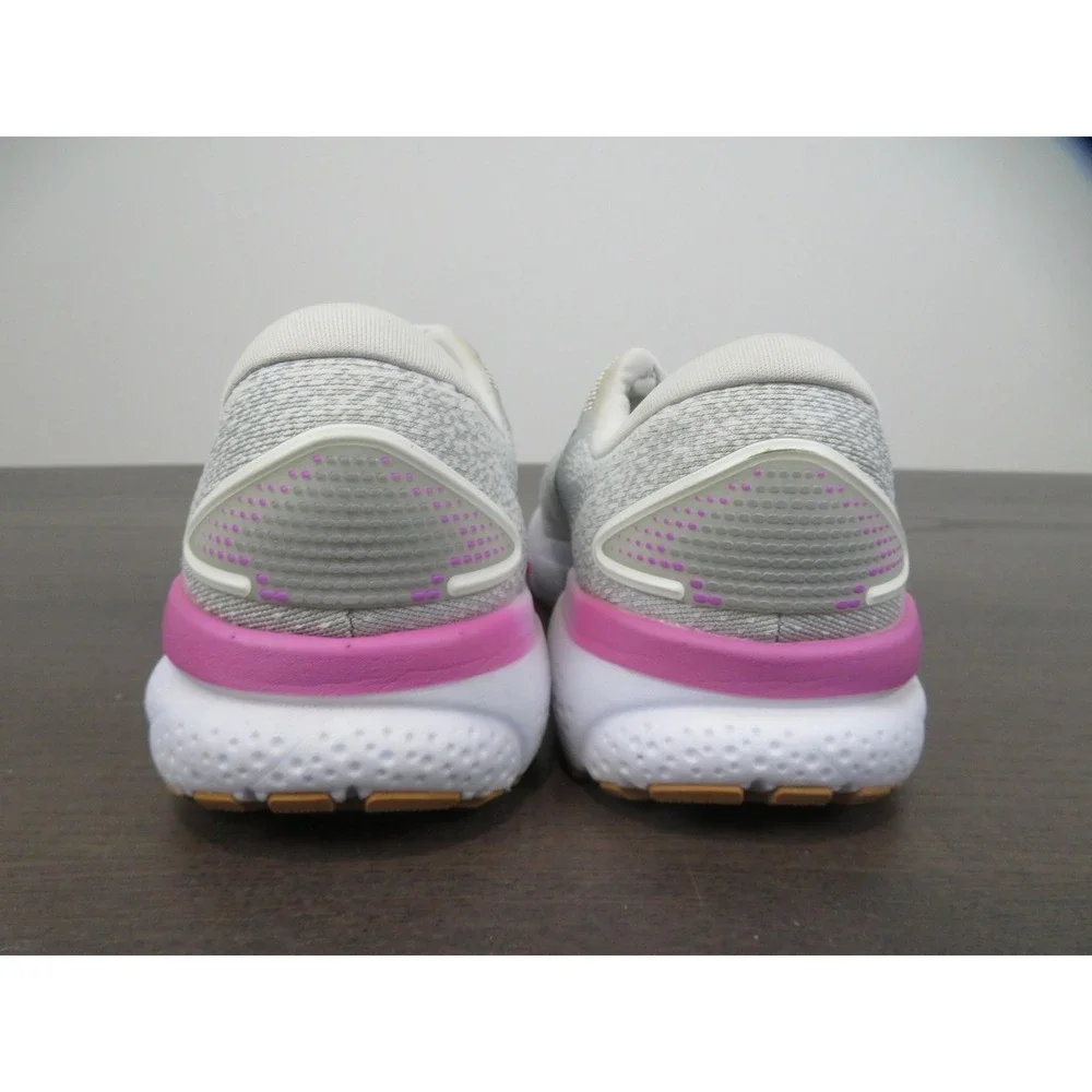 Brooks Ghost Athletic Shoe in Light Gray, Purple & Pink Accent